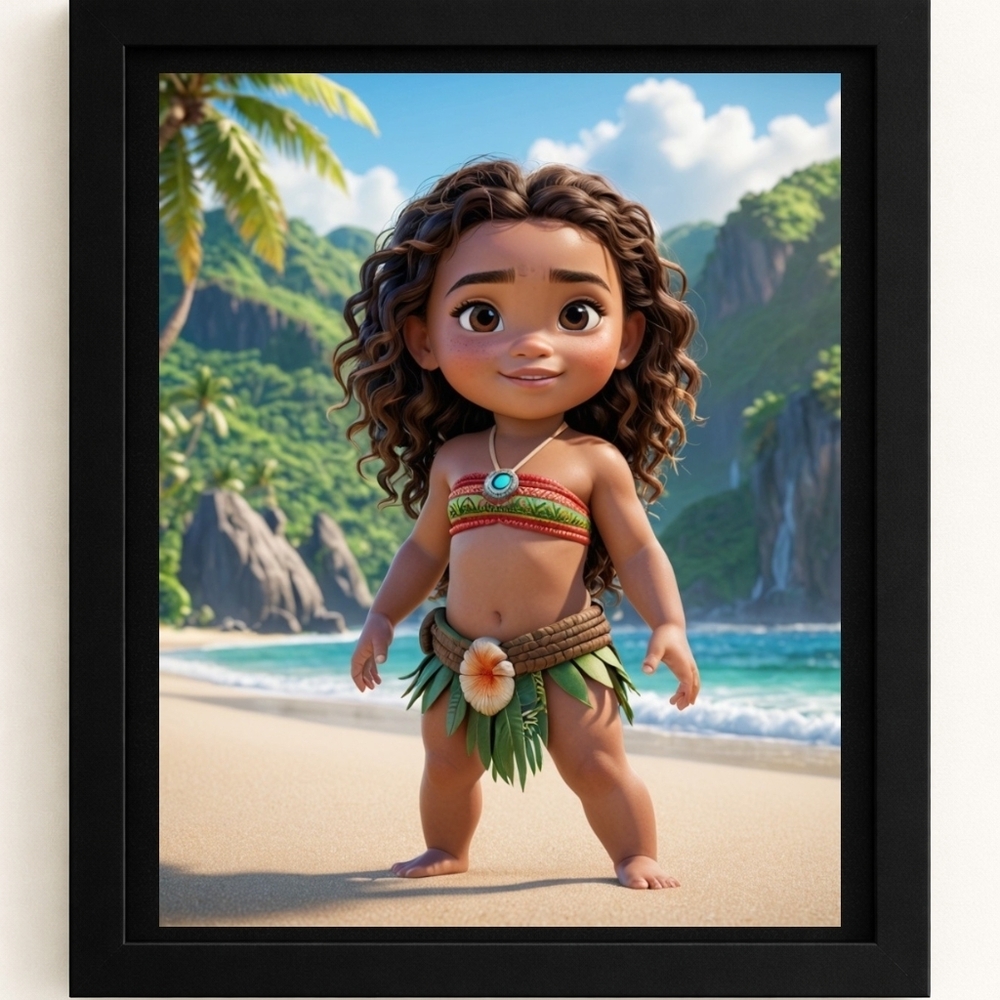 Moana Inspired Toddler Beach A.I. Art Print In A 8x10 Frame